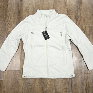 NWT LADIES SOFT SHELL JACKET LEISURE CRAFT APPAREL GROUP CREAM‎ SIZE LARGE 1405C